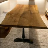 Mobilyacın Cafe Masa Ahşap Kütük Masa Damla Ayak 200X100 - Ceviz - 200 X 100