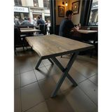 Mobilyacın Cafe Masa Ceviz Köknar Kütük Masa x Ayak Siyah 120X70 - 120 X 70