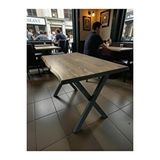 Mobilyacın Cafe Masa Ceviz Köknar Kütük Masa X Ayak Siyah 120x70 Ceviz