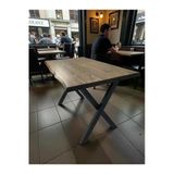 Mobilyacın Cafe Masa Ceviz Köknar Kütük Masa x Ayak Siyah 140X70