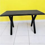 Mobilyacın Cafe Masa Siyah Köknar Kütük Masa x Ayak Siyah 120X70 - Ceviz - 120 X 70
