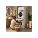 Mobilyacın Çamaşır ve Kurutma Makinesi Dolabı Çekmeceli Banyo Dolabı Beyaz