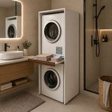 Mobilyacın Çamaşır ve Kurutma Makinesi Dolabı Kapaksız Çekmeceli Banyo Dolabı Ceviz
