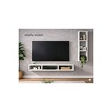 Mobilyacın Dekoratif Duvar Rafı - Tv Ünitesi 2 Parçalı Beyaz 90X90