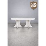 Mobilyacın Oval Salon Yemek Masası Kare Ayak 36MM Kalın Kenarlı 180X90 -Beyaz