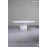 Mobilyacın Oval Salon Yemek Masası Kare Tek Ayak 160X90 -Beyaz