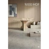Mobilyacın Oval Salon Yemek Masası Kemer Tek Ayak 160X90-Traverten