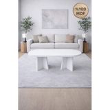 Mobilyacın Oval Salon Yemek Masası Mantar Ayak 36MM Kalın Kenarlı 160X90 -Beyaz