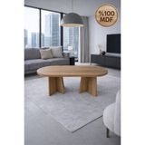 Mobilyacın Oval Salon Yemek Masası Mantar Ayak 36MM Kalın Kenarlı -180X90-AFRIKA Ceviz