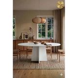 Mobilyacın Oval Salon Yemek Masası Mantar Tek Ayak 160X90 -Beyaz