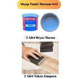 mobilyap 2 Adet Beyaz Ahşap Tamir Macunu Seti 2 Adet Takoz Zımpara