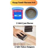 mobilyap 2 Adet Çam Ahşap Tamir Macunu Seti 2 Adet Takoz Zımpara