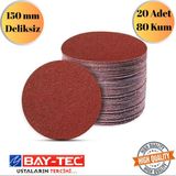 mobilyap Baytec 20 Adet 80 Kum Cırt Zımpara Kağıdı El Zımparaları Seti 150 mm Deliksiz Avuç Içi Spiral - Kırmızı