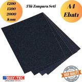 mobilyap Baytec - 3'lü Zımpara Seti Kağıt Zımpara Su Zımparası Sarı Leke Banyo Mutfak Sulu Kuru Yüzey - 3'lü Set(1200-1500-2000 Kum)