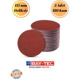 mobilyap Baytec 5 Adet 180 Kum Deliksiz 115 mm Cırt Zımpara Kağıdı El Zımparaları Avuç Içi Spiral Taşlama - Kırmızı