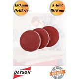 mobilyap Dayson 5 Adet 80 Kum Cırt Zımpara Kağıdı El Zımparaları Seti 150 mm Deliksiz Avuç Içi Spiral - Kırmızı