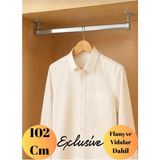 mobilyap Exclusive - Dolap Içi Oval Krom Askı Borusu Ayaklı ( Askı Borusu + Flanş + Vida) - 1.kalite (102 Cm) - Metalik Gri