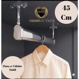mobilyap Exclusive - Dolap Içi Oval Krom Askı Borusu Ayaklı ( Askı Borusu + Flanş + Vida) - 1.kalite (45 Cm) - Metalik Gri