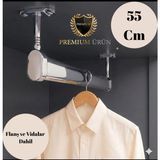 mobilyap Exclusive - Dolap Içi Oval Krom Askı Borusu Ayaklı ( Askı Borusu + Flanş + Vida) - 1.kalite (55 Cm) - Metalik Gri