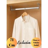 mobilyap Exclusive - Dolap Içi Oval Krom Askı Borusu Ayaklı ( Askı Borusu + Flanş + Vida) - 1.kalite (71 Cm) - Metalik Gri