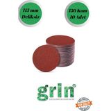 mobilyap Grin 10 Adet 150 Kum Deliksiz 115 mm Cırt Zımpara Kağıdı El Zımparaları Avuç Içi Spiral Taşlama - Kırmızı