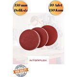 mobilyap Interflex 10 Adet 150 Kum Cırt Zımpara Kağıdı El Zımparaları Seti 150 mm Deliksiz Avuç Içi Spiral - Kırmızı