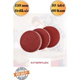 mobilyap Interflex 10 Adet 60 Kum Cırt Zımpara Kağıdı El Zımparaları Seti 150 mm Deliksiz Avuç Içi Spiral - Kırmızı