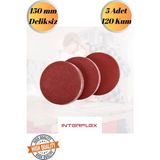 mobilyap Interflex 5 Adet 120 Kum Cırt Zımpara Kağıdı El Zımparaları Seti 150 mm Deliksiz Avuç Içi Spiral - Kırmızı