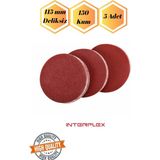 mobilyap Interflex 5 Adet 150 Kum Deliksiz 115 mm Cırt Zımpara Kağıdı El Zımparaları Avuç Içi Spiral Taşlama - Kırmızı