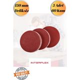 mobilyap Interflex 5 Adet 60 Kum Cırt Zımpara Kağıdı El Zımparaları Seti 150 mm Deliksiz Avuç Içi Spiral - Kırmızı