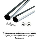 mobilyap Interior Dolap Içi (139 Cm) Yuvarlak Krom Askı Borusu( Askı Borusu + Flanş + Vida) - Premium Kalite
