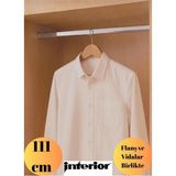 mobilyap Interior - Dolap Içi Oval Krom Askı Borusu( Askı Borusu + Flanş + Vida) - 1.kalite (111 Cm) - Metalik Gri