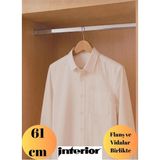mobilyap Interior - Dolap Içi Oval Krom Askı Borusu( Askı Borusu + Flanş + Vida) - 1.kalite (61 Cm) - Metalik Gri