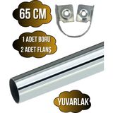 mobilyap Metal Yuvarlak Krom Mobilya Dolap Askı Borusu(Krom)(2 Adet Flanş-1 Adet BORU)(ÇAP:25MM) - 65cm