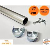 mobilyap Nobel -45 cm Dolap Içi Yuvarlak Askı Borusu 1.kalite 2 Adet Flanş ve Vidalar Içinde