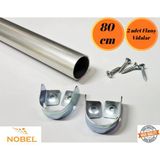 mobilyap Nobel -80 cm Dolap Içi Yuvarlak Askı Borusu 1.kalite 2 Adet Flanş ve Vidalar Içinde