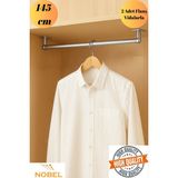 mobilyap Nobel - Dolap Içi (145 Cm) Yuvarlak Krom Askı Borusu( Askı Borusu + Flanş + Vida) - Premium Kalite