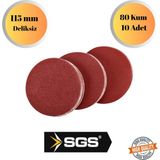 mobilyap Sgs 10 Adet 80 Kum Deliksiz 115 mm Cırt Zımpara Kağıdı El Zımparaları Avuç Içi Spiral Taşlama - Kırmızı