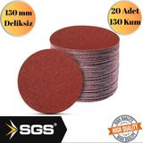 mobilyap Sgs 20 Adet 150 Kum Cırt Zımpara Kağıdı El Zımparaları Seti 150 mm Deliksiz Avuç Içi Spiral - Kırmızı
