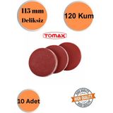 mobilyap Tomax 10 Adet 120 Kum Deliksiz 115 mm Cırt Zımpara Kağıdı El Zımparaları Avuç Içi Spiral Taşlamalı - Kırmızı