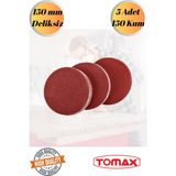 mobilyap Tomax 5 Adet 150 Kum Cırt Zımpara Kağıdı El Zımparaları Seti 150 mm Deliksiz Avuç Içi Spiral - Kırmızı
