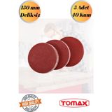 mobilyap Tomax 5 Adet 40 Kum Cırt Zımpara Kağıdı El Zımparaları Seti 150 mm Deliksiz Avuç Içi Spiral - Kırmızı