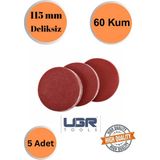mobilyap Ugr 5 Adet 60 Kum Deliksiz 115 mm Cırt Zımpara Kağıdı El Zımparaları Avuç Içi Spiral Taşlamalı - Kırmızı