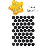 mobilyap Yapışkanlı Yapıştırma Vida Tapası Tıpası Parlak Siyah Vida Kapatıcı Kapağı 50 Adet (1 Sayfa)