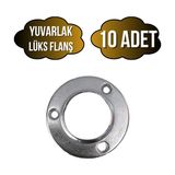 mobilyap Yuvarlak Lüks Askı Borusu Flanşı Dolap ve Mobilya Boru Flanşı(Metal)(Boru ÇAPI:25MM) - Krom - KROM - 10 ADET