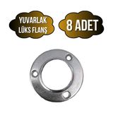 mobilyap Yuvarlak Lüks Askı Borusu Flanşı Dolap ve Mobilya Boru Flanşı(Metal)(Boru ÇAPI:25MM) - Krom - KROM - 8 ADET