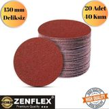 mobilyap Zenflex 20 Adet 40 Kum Cırt Zımpara Kağıdı El Zımparaları Seti 150 mm Deliksiz Avuç Içi Spiral - Kırmızı