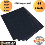 mobilyap Zenflex - 3'lü Zımpara Seti Kağıt Zımpara Su Zımparası Sarı Leke Banyo Mutfak Sulu Kuru Yüzey - 3'lü Set(1200-1500-2000 Kum)