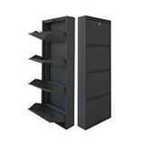 Mobilyapratik Antrasit Kilitli Metal Ayakkabılık Mac4 - 4 Kapaklı - 50x15x136 H Antrasit-Gri