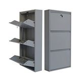 Mobilyapratik Gri Kilitli Metal Ayakkabılık Mac3 - 3 Kapaklı - 50X15x103 H